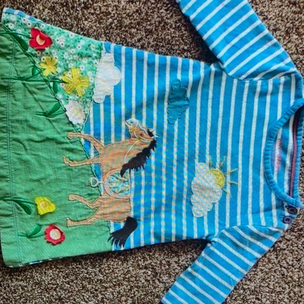 Mini Biden Blue Striped Horse dress